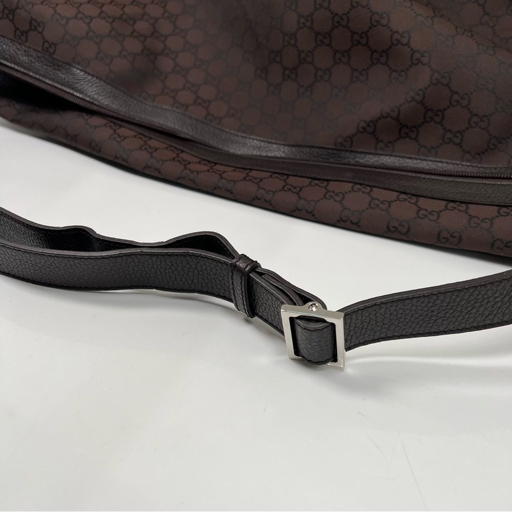 Gucci Monogram GG Nylon Boston Duffle Travel Bag Leather Brown 2Way105669 - Picture 12 of 15